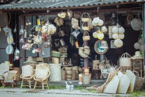 pexels-photo-31278830-31278830 Explore an array of handcrafted wicker baskets and furniture in Weweldeniya, showcasing Sri Lankan craftsmanship.